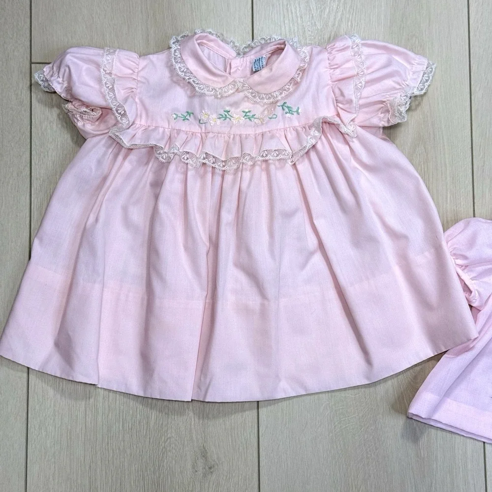 VTG Baby Togs Creation Pink Lace Embroidered Baby Dresses‎ Lot 2 Philippines